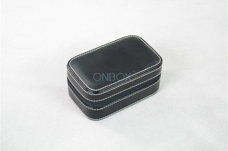 Travel Zipper Leather Jewelry Boxes For Necklace , Recyclable
