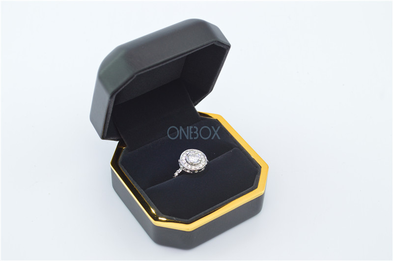 Wedding / Engagement Leather Jewelry Boxes Small With LED Light