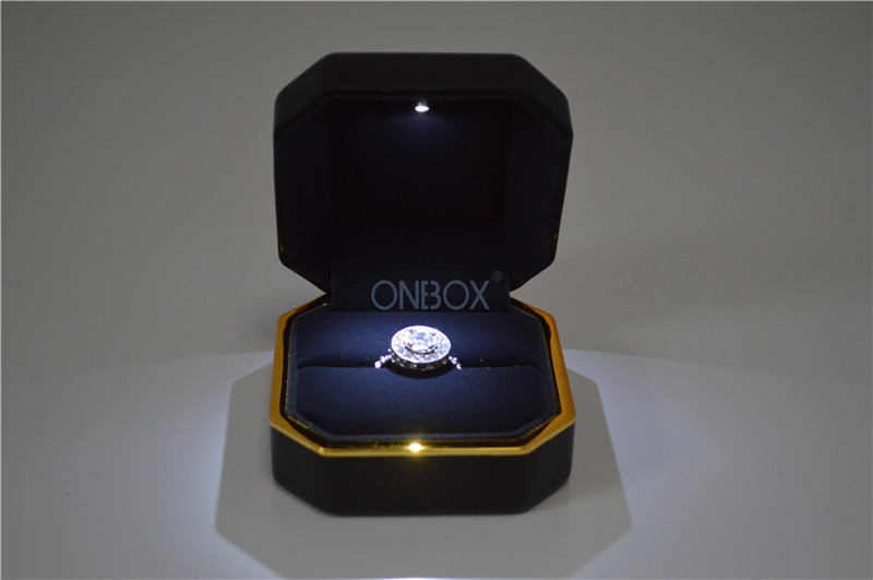 Wedding / Engagement Leather Jewelry Boxes Small With LED Light