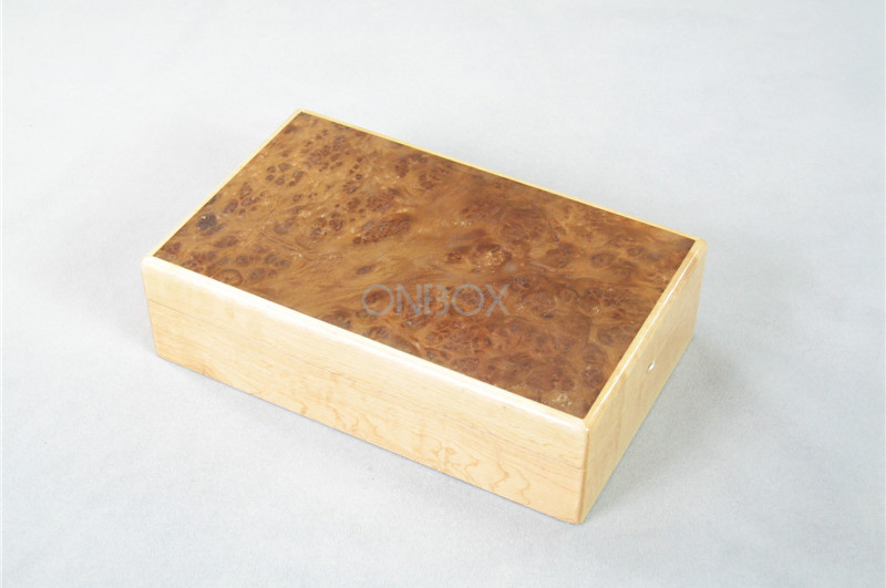 Luxury High Gloss Painting Wooden Boxes With Burl Veneer For Man's Office Gift Set , Watch , Pen And Cuffli<x>nks
