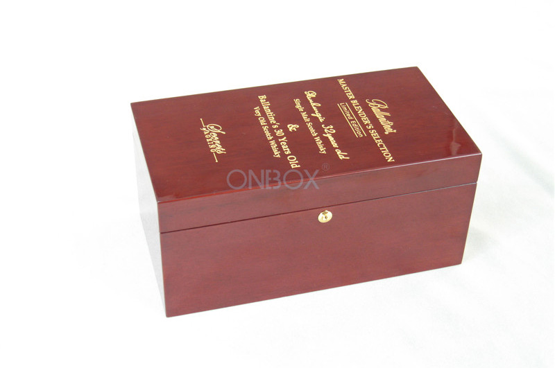 Gift Solid Wood Wine Case High Gloss Painting With Logo Engraved