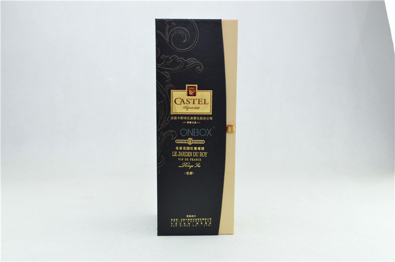 Dark Blue Cardboard Personalized Wine Box Flocking Blister Insert Form