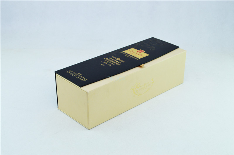 Dark Blue Cardboard Personalized Wine Box Flocking Blister Insert Form