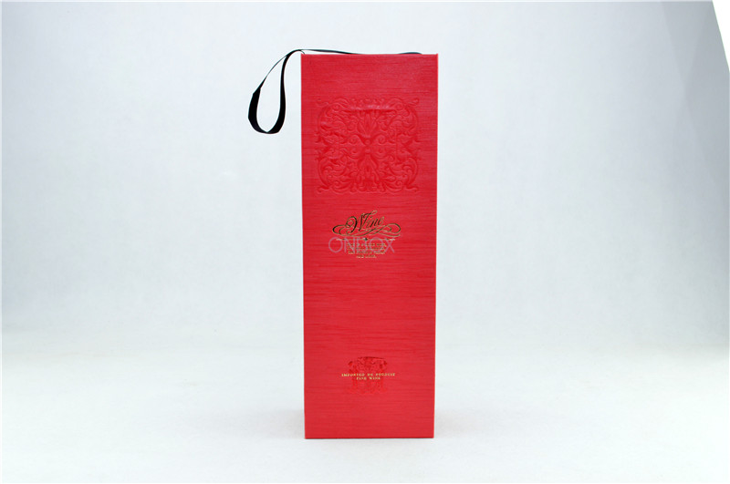 Personalized Wine Packaging Boxes Foldable With Carrying Strip / Luxury Wine Gift Box