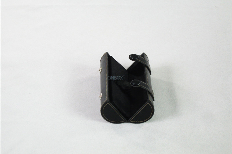 Snap Buckle Makeup Brush Cylinder Case / Leather Lipstick Case With Mirror