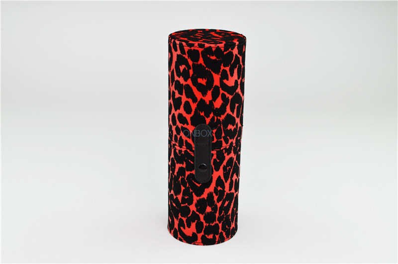 Eco Friendly Luxury Cosmetic Box / Leopard Print PU Tube Case Fashion Handy Cosmetic Gift Box