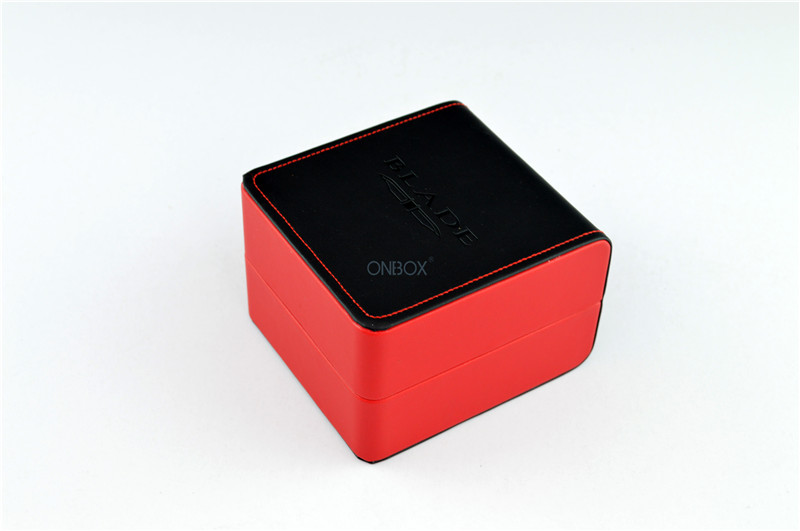 Black / Red Leather Single Watch Presentation Box With Luxury Removable Pillow