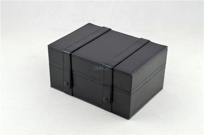 Black PU Leather Watch Boxes High End Jewelry Packaging With Removable Pillow