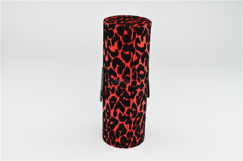 Eco Friendly Luxury Cosmetic Box / Leopard Print PU Tube Case Fashion Handy Cosmetic Gift Box