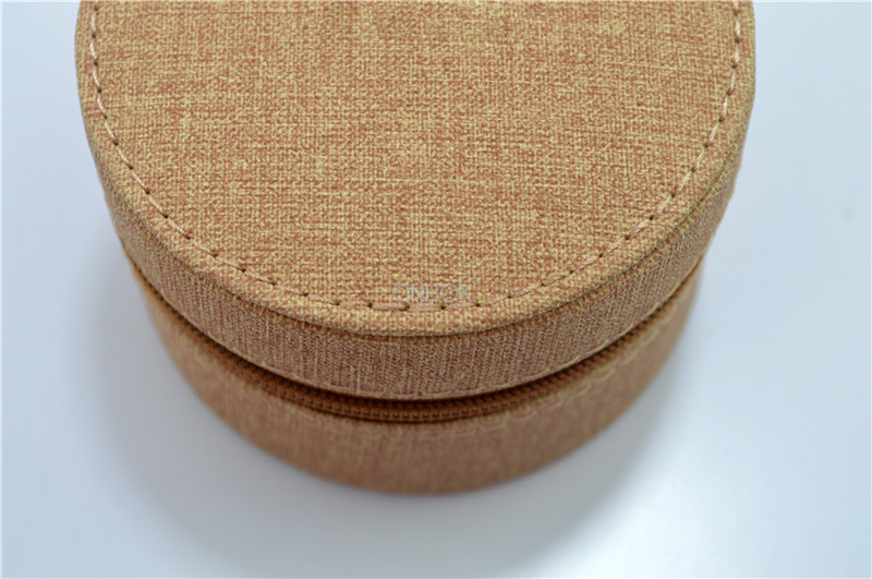 Zippered Tube Shape Leather Jewelry Boxes Dia 82x60mm