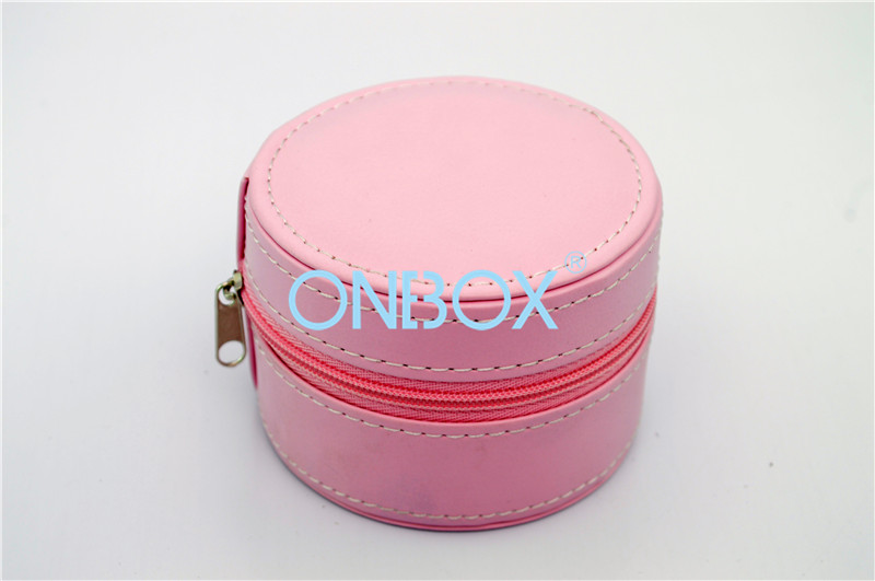 Customized Unique Pink Travel Jewelry Case Tray With Divided Rooms Tube Shape