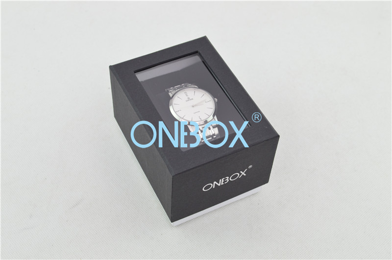 Window Luxury Packaging Boxes Rigid Cardboard Single Watch Box