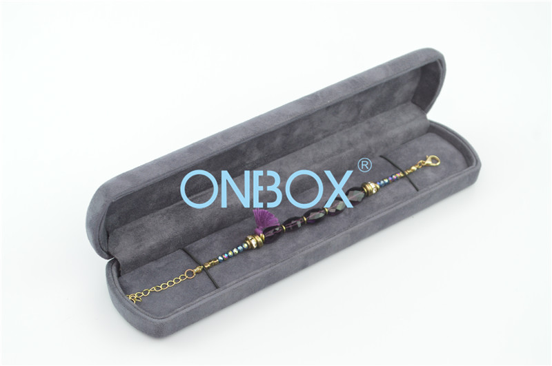 Dark Blue Bracelet Gift Boxes For Jewellery Velvet Materials me<x>tal Shields